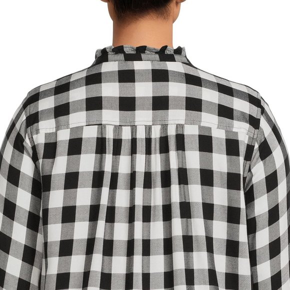 Buffalo Check Black and White Plaid Button Down Long Sleeve Shirt Sz 0X … - Picture 4 of 8